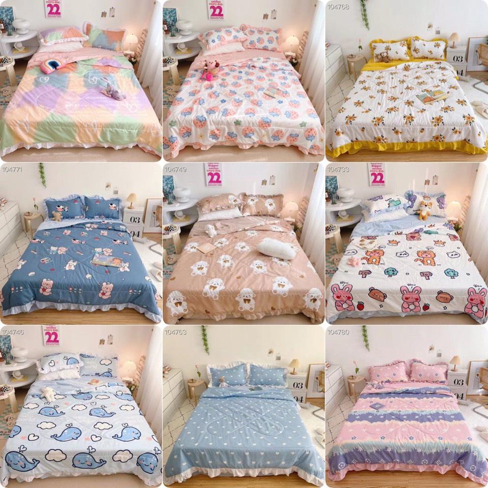Set Chăn Ga Cotton Đũi-Đũi Bèo Cao Cấp Mới