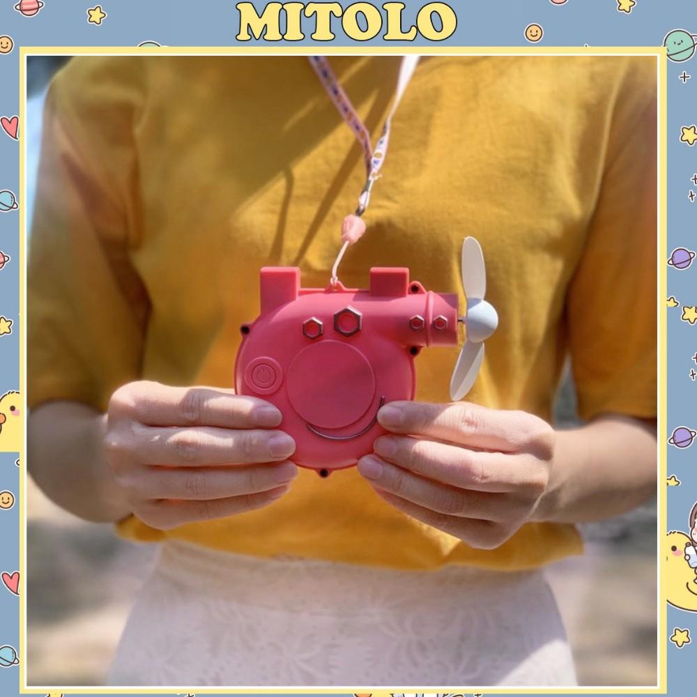 Quạt tích điện mini Mitolo quạt đeo cổ , cầm tay sạch điện 520