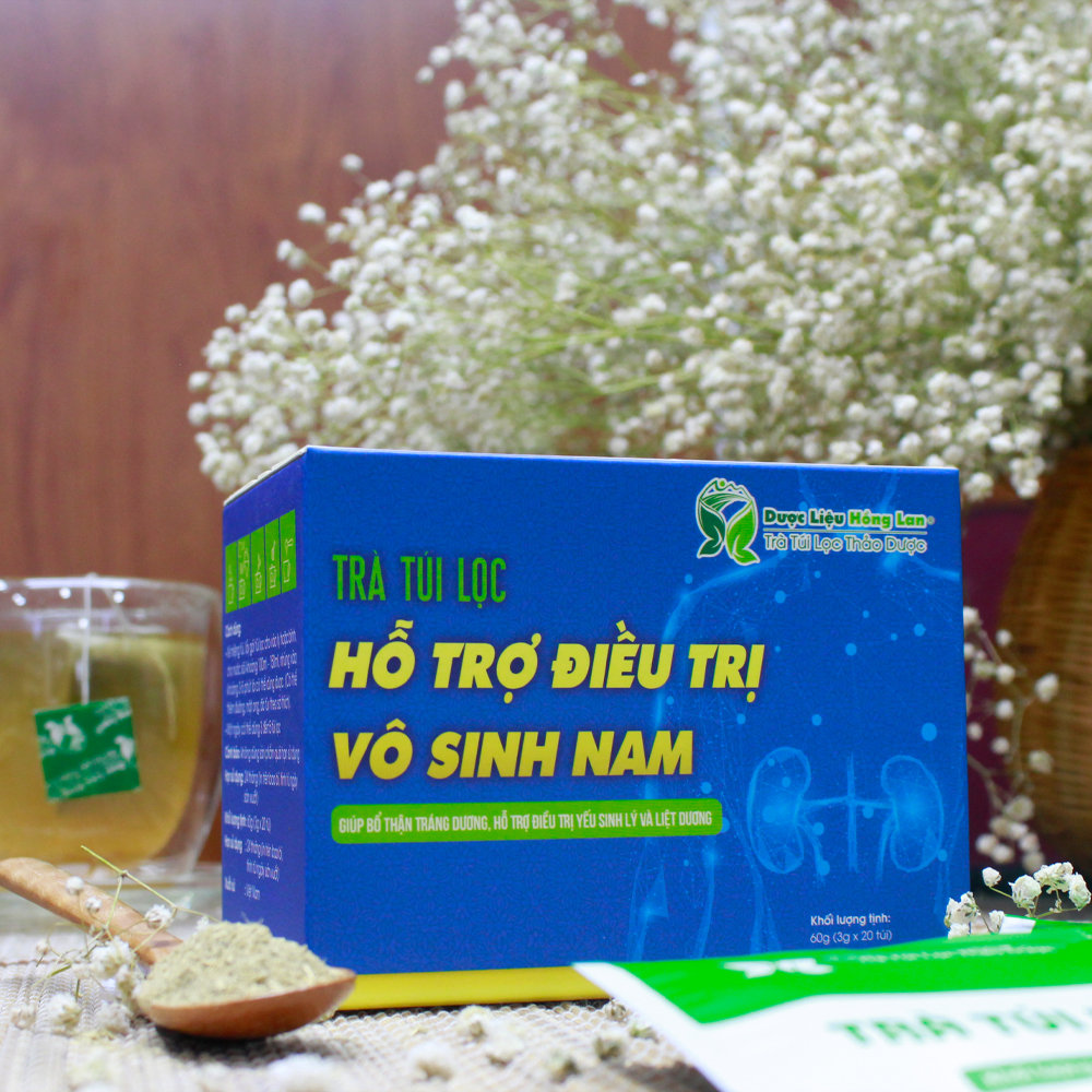 Trà Túi Lọc bổ thận tráng dương & tăng cường sinh lý nam, hỗ trợ hiếm muộn nam giới 60g (20gói x 3g) Dược Liệu Hồng Lan