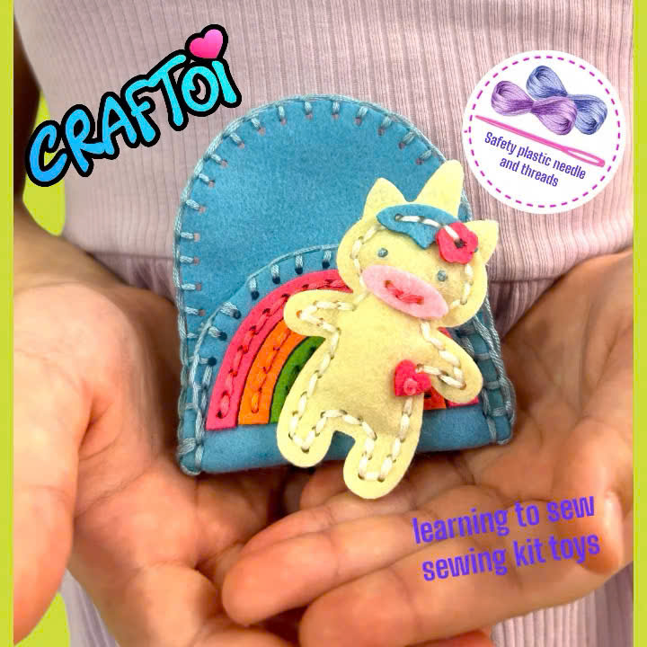 KIM NHỰA Bộ Thủ Công Trẻ Tự Làm Thú Bông 5+ UNICORN SWEET CORN Craftoi Felt DIY Sewing toy with safety needle