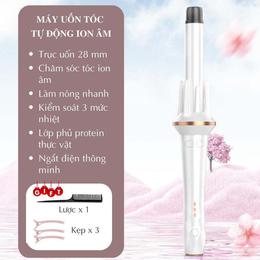 Máy uốn tóc xoăn tự động Boorui XN388, uốn tóc ion âm, chất liệu gốm sứ đường kính uốn 28 mm, giữ nếp lên đến 12 giờ