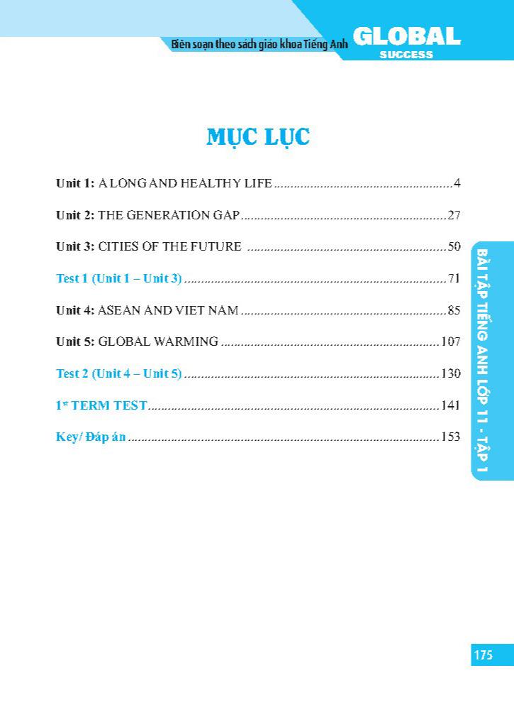 Global Success - Bài Tập Tiếng Anh Lớp 11 - Tập 1 - Có Đáp Án