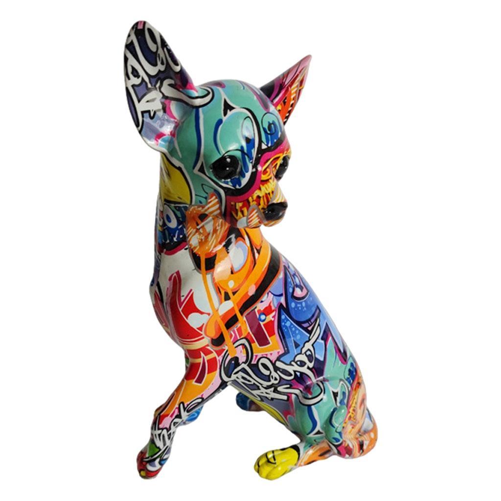 Colorful Dog Statue Animal Figurine Art Crafts Home Decor