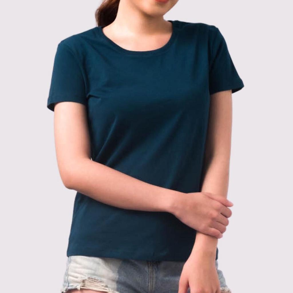 Áo Phông Nữ Cổ Tròn Màu LAM JP Chất Liệu 100% Cotton Cao Cấp, Kháng Khuẩn Ag+, Khử Mùi Cả Ngày - Gold Rhino