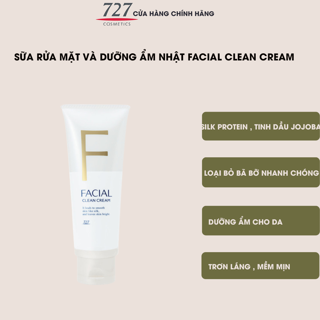 Sữa rửa mặt 727 Facial Clean Cream 40g dưỡng ẩm và làm sạch da từ bên trong Nhật Bản