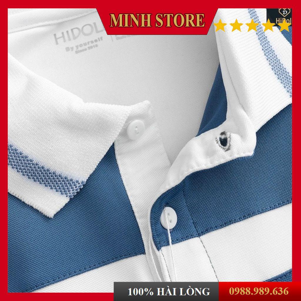 Áo polo nam ngắn tay cotton cá sấu phối màu kẻ ngang, áo thun unisex có cổ chất co dãn 4 chiều AT07 - MS88