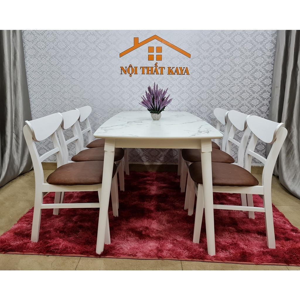 Bộ bàn ăn mặt đá 6 ghế Lunar