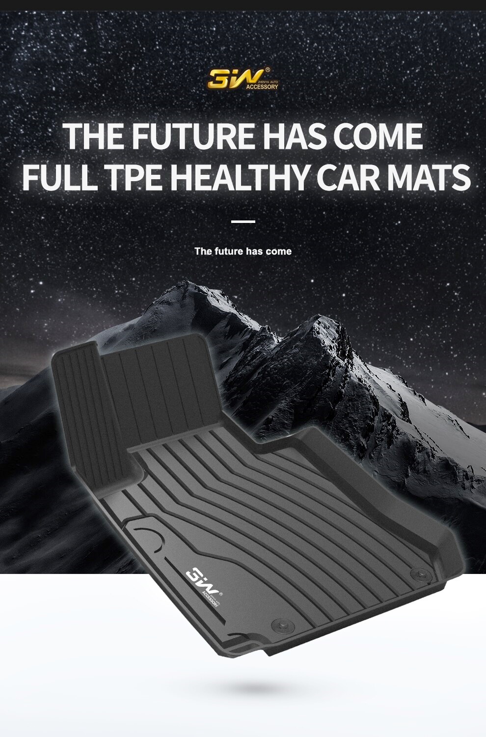 Thảm lót sàn xe ô tô dành cho Mercedes C 2013- đến nay Nhãn hiệu Macsim 3W chất liệu nhựa TPE đúc khuôn cao cấp - màu đen