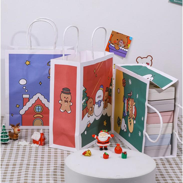 Túi giấy đựng quà Noel giáng sinh dễ thương 21 * 18 * 8cm