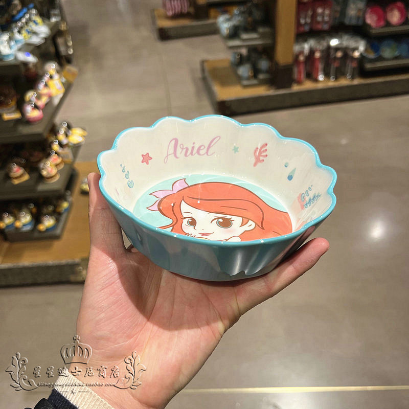 Chén ăn dặm tô nhựa melamine Disney kiểu gợn sóng hình nàng tiên cá Ariel cho trẻ em bé gái - CHENARIEL01