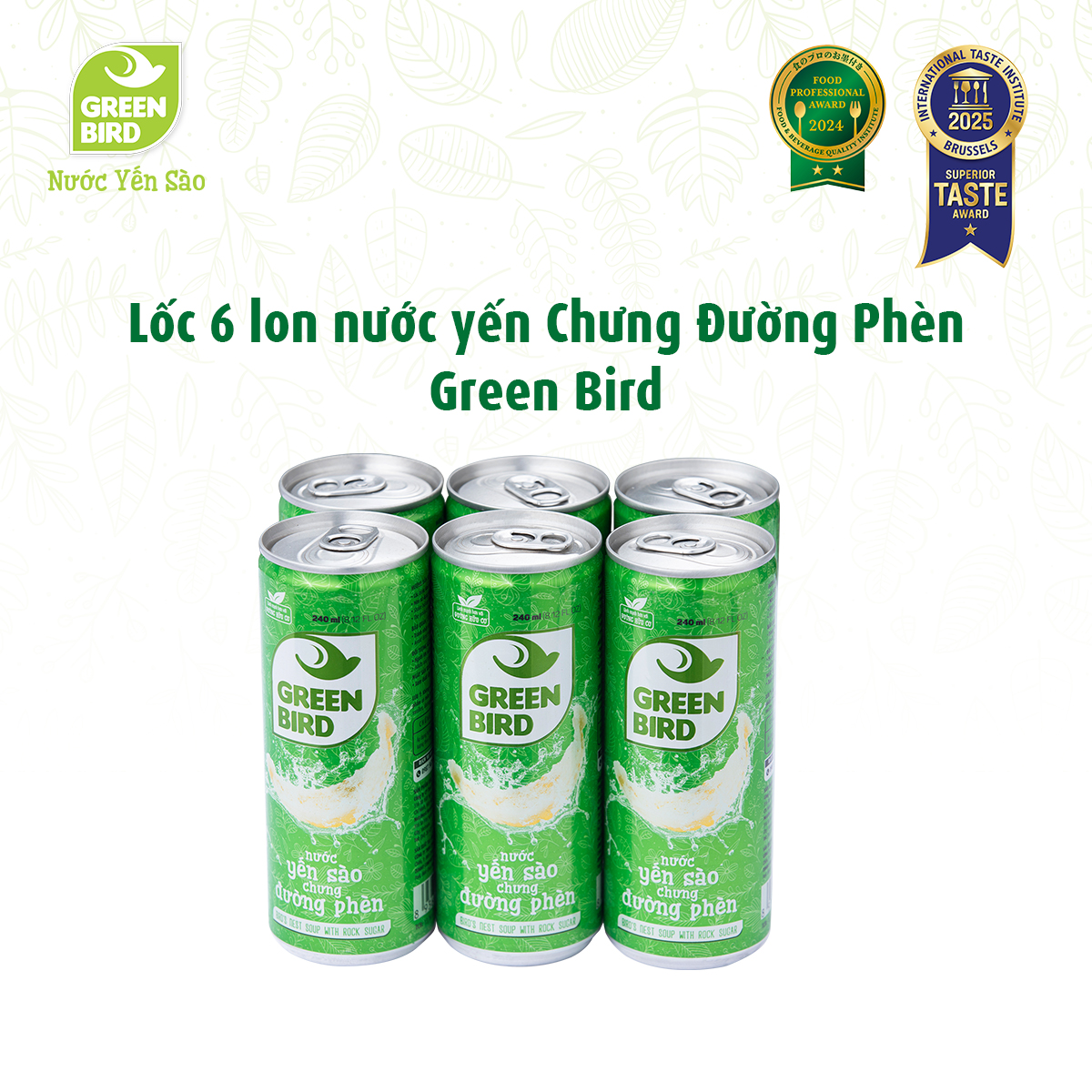 Nước Yến Sào Chưng Đường Phèn GreenBird Bổ Dưỡng Nguyên Chất Lon 240ml