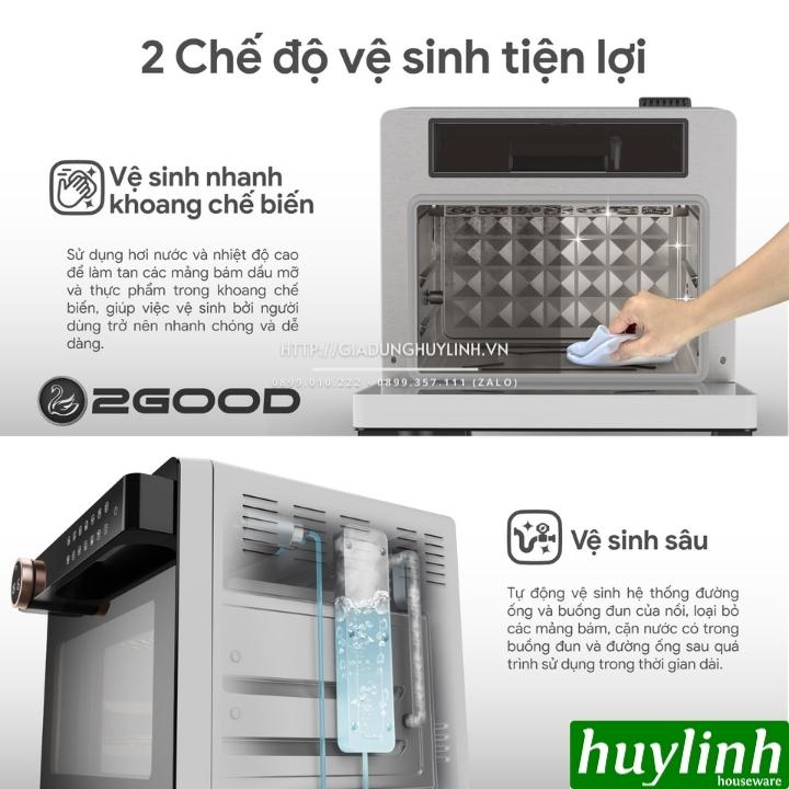 Nồi chiên không dầu hấp hơi nước siêu nhiệt 2Good S100 - Dung tích 20 lít - 1800W - Tặng bao tay chống bỏng - Hàng chính hãng