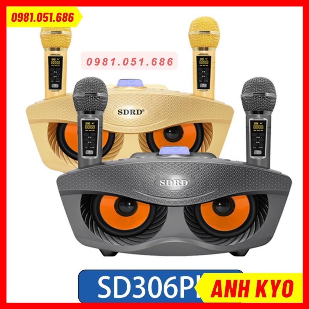 Loa karaoke bluetooth SD 306 Plus, Loa mắt cú, phiên bản cao cấp của SD 306, Tặng kèm 2 mic xách tay đi du lịch cực chất