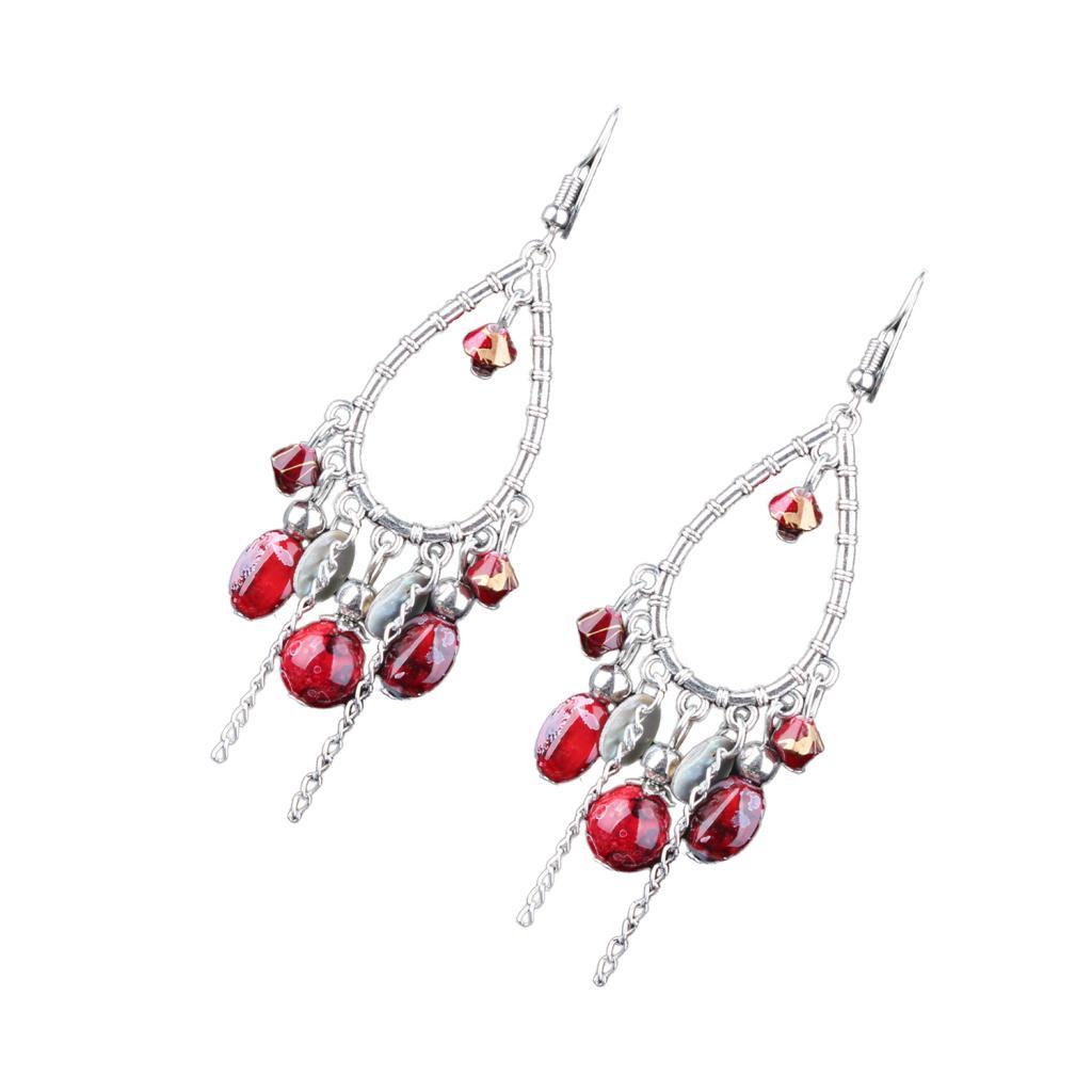 Fashion Bohemia Red Beads Dangle Earrings Retro Elegant Party Ornaments
