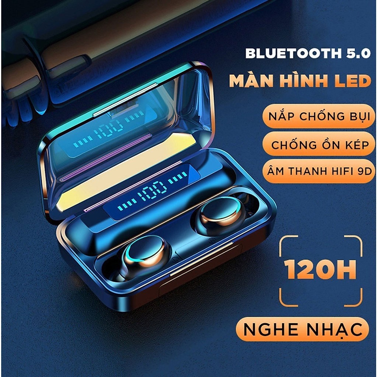 Tai nghe bluetooth ROYALMIC F9 Pro 5.0 - Tai nghe nhét tai kết nối không dây phiên bản quốc tế - Âm bass êm và sâu, chip AIC chống gây chói tai - Thiết kế thời thượng, hiện đại - Hàng Chính Hãng