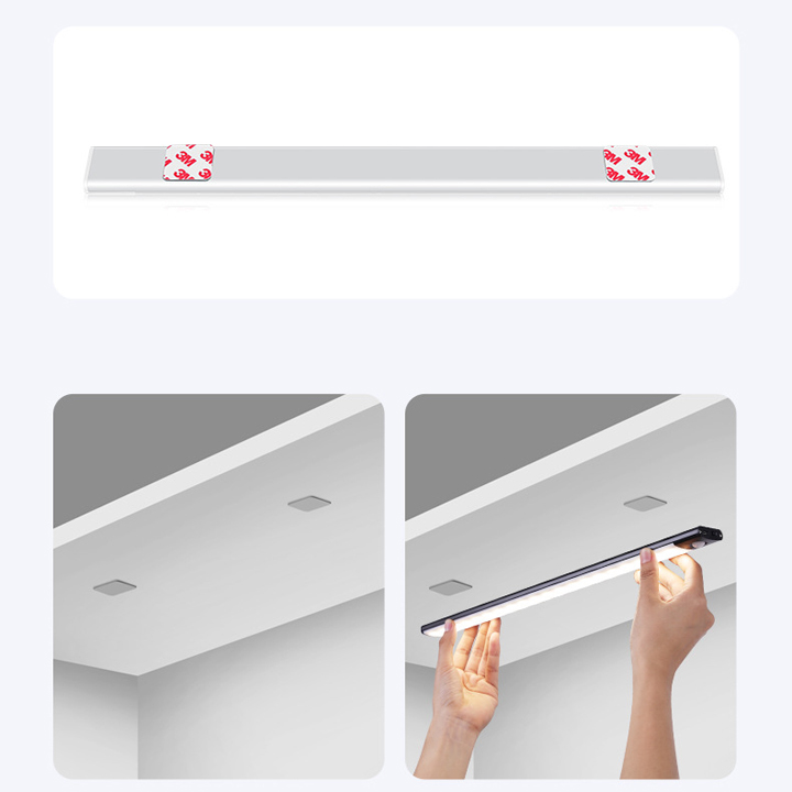 Đèn led không dây dạng hút từ tính cảm biến tự động sạc pin dán tủ quần áo, cầu thang, bếp - T0380