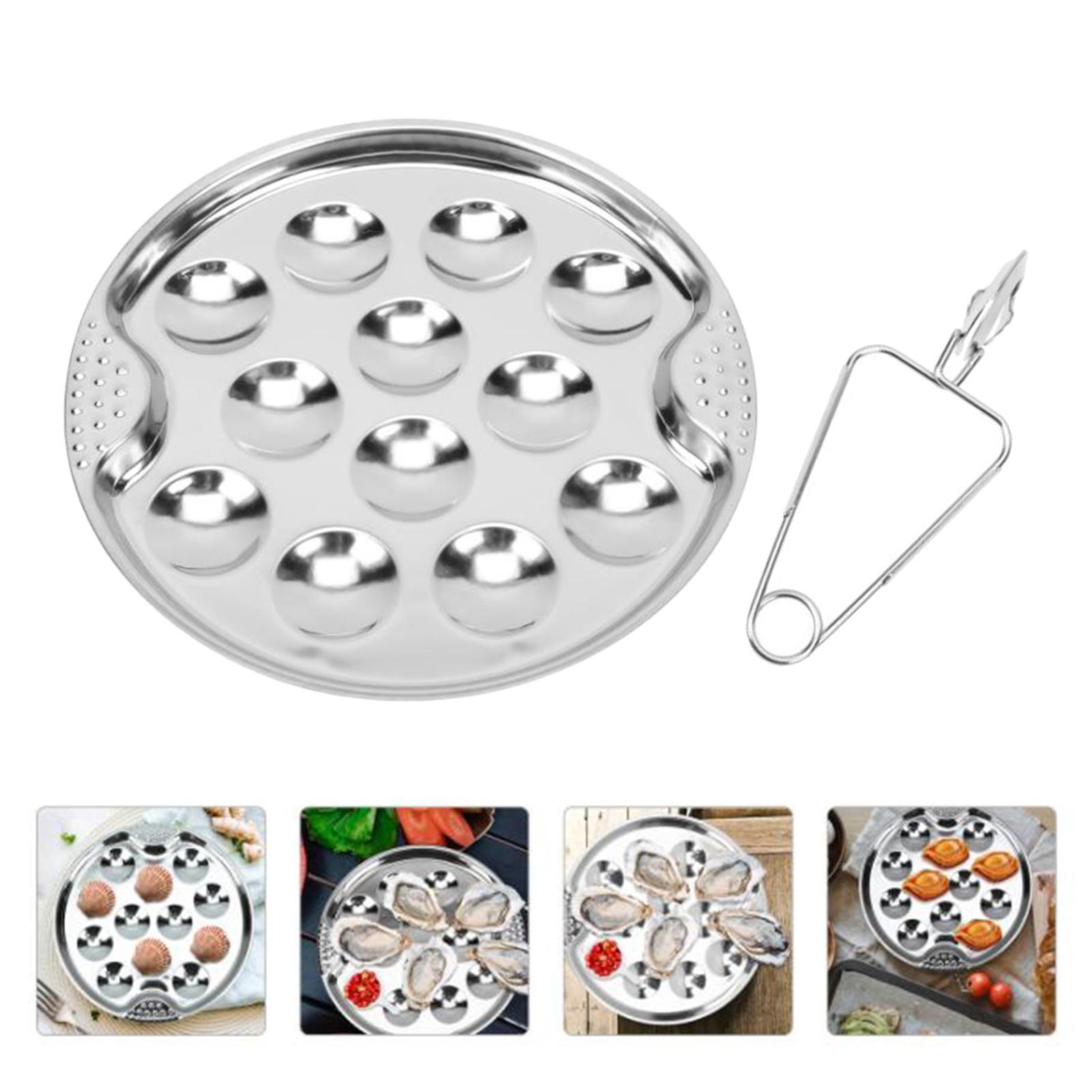 Snail Plate with Escargot Tongs 12 Compartment Holes Tableware for Cooking