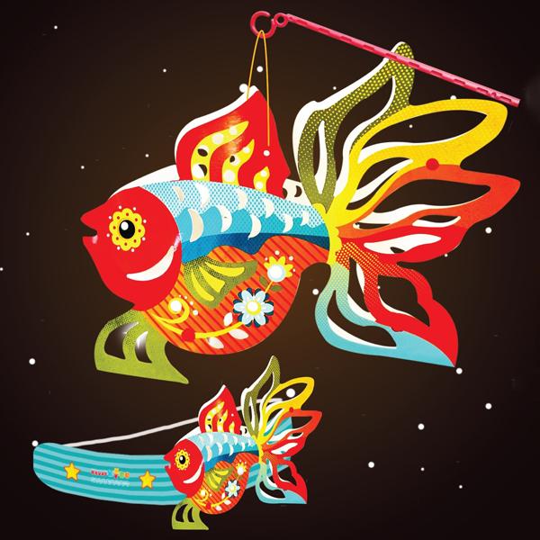 Lồng Đèn Sáng Tạo - Ánh Sáng Đêm Trăng - Hình Cá - Happy Kibu KB00324-001