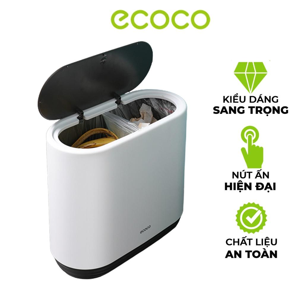 Thùng rác thông minh ECOCO dung tích 10L nắp đóng mở một chạm tiện ích, chất liệu nhựa cao cấp chống nước, chịu nhiệt tốt cho phòng khách, phòng ngủ, phòng tắm, nhà bếp