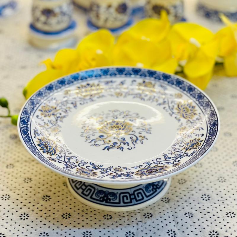 Bộ đồ thờ thần tài RỒNG VIỆT, Bộ đồ sứ men gấm Xanh cao cấp, tôn nghiêm ban thờ