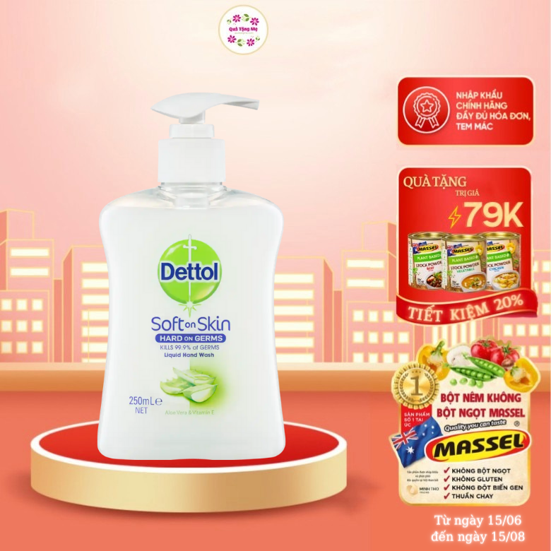 Nước rửa tay diệt khuẩn Dettol Hand Wash dưỡng da 250ml - QuaTangMe Extaste