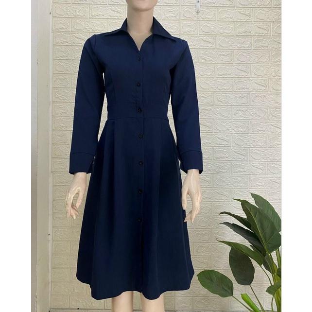 ĐẦM XÒE XANH SƠ MI TAY DÀI