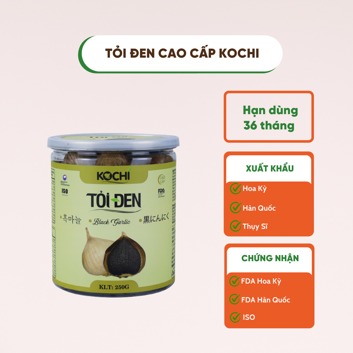 Tỏi đen Kochi cô đơn cao cấp Hộp 250g