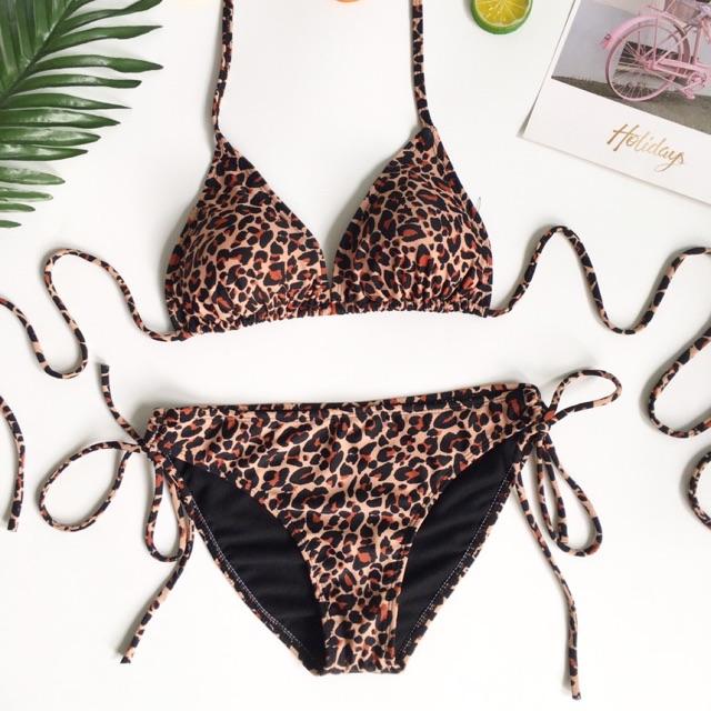 Bikini 2 mảnh basic da beo kèm ảnh thật