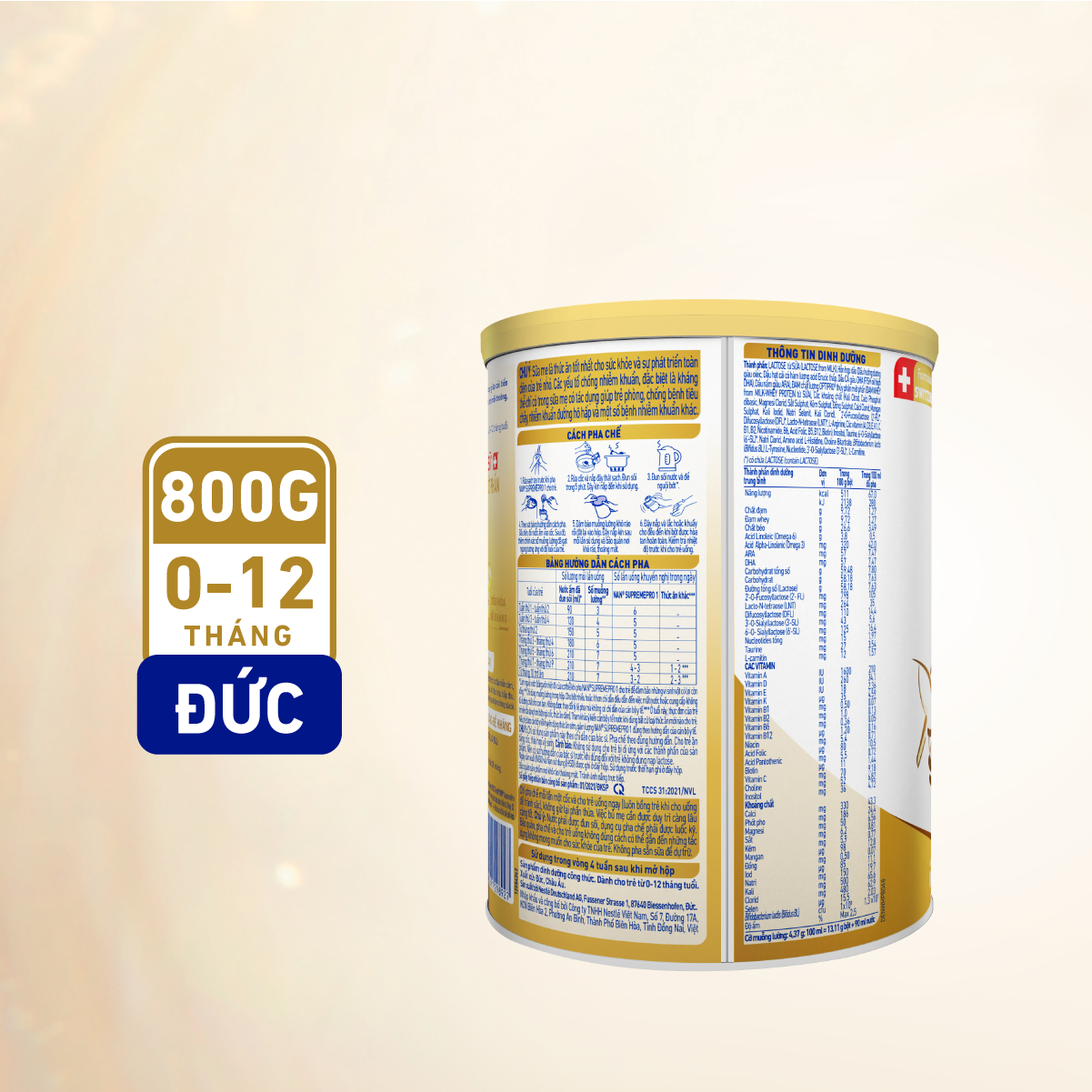Sữa bột Nestlé NAN SUPREMEPRO 1 800g nhập khẩu Đức với 5HMO & đạm Gentle Optipro ( Dành cho trẻ từ 0 - 12 tháng tuổi)