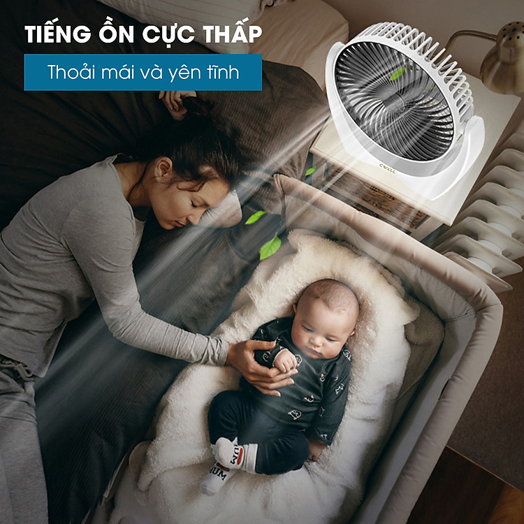 Quạt Mini Để Bàn Quạt Tích Điện Quạt Cầm Tay Động Cơ Tiếng Ồn Thấp Xoay 210 Độ Pin Khủng Thời Gian Dùng Lên Đến 10 Giờ - Hàng Nhập Khẩu