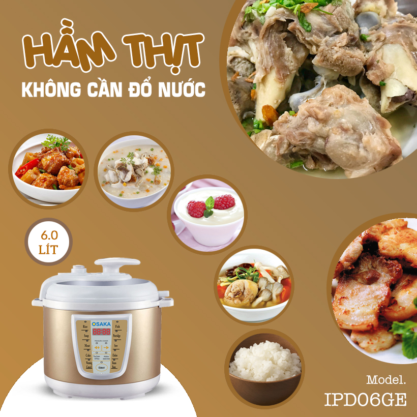 Nồi Áp Suất Điện Tử Osaka IPD-06GE - Hàng Chính Hãng