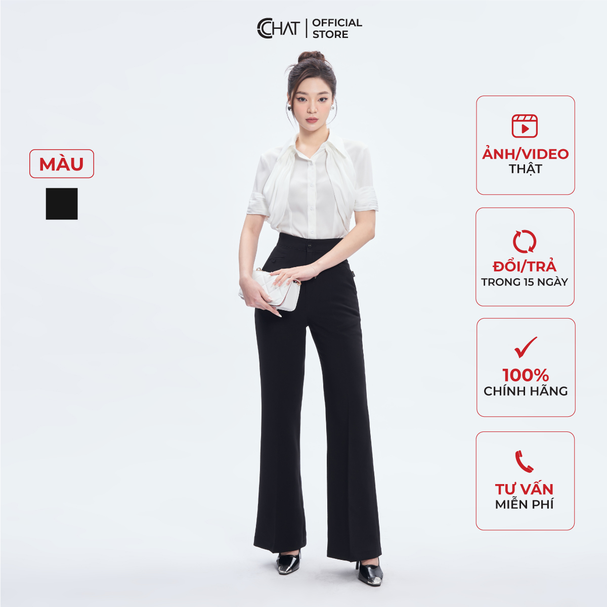 Quần Ống Rộng Vẩy Kẹp Lé Viền Chất Liệu Tuytsi Cao Cấp 53QDS2001ET