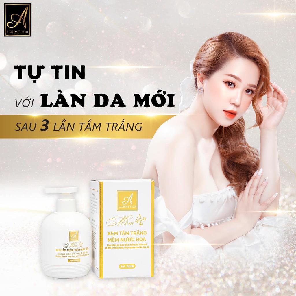 Combo Kem tắm trắng mềm nước hoa 150ml + Kem body mềm nước hoa Acosmetics 250g, Combo kích trắng da body cấp tốc