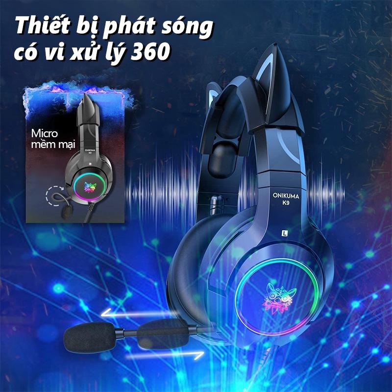 ONIKUMA K9 Tai nghe game màu đen micro kèm giảm tiếng ồn thích hợp cho máy tính xách tay chơi game nặng âm trầm