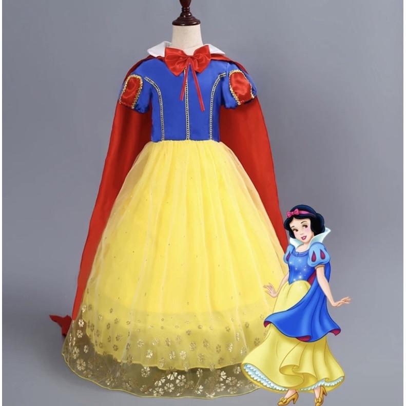 Đầm công chúa Bạch Tuyết kèm tà đỏ xinh xắn cho bé gái
