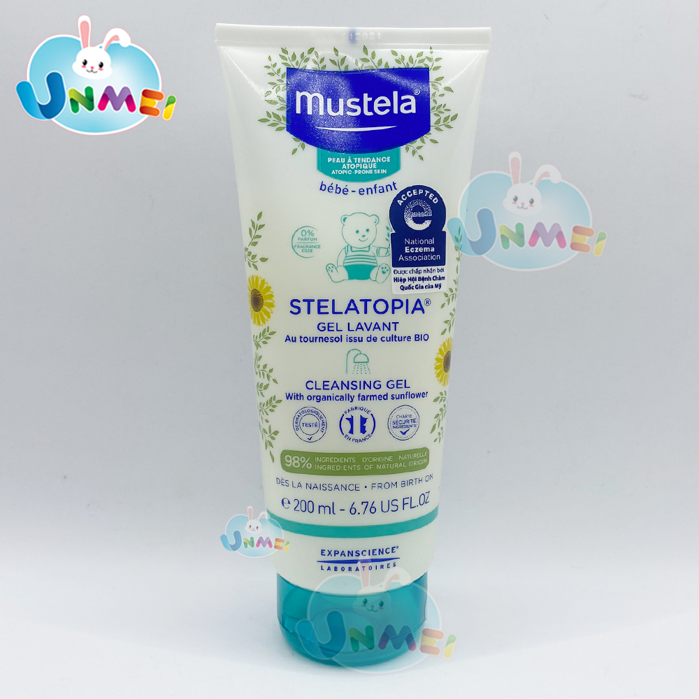  Gel Tắm Gội Cho Trẻ Sơ Sinh & Em Bé Da Chàm Thể Tạng Mustela 200ml