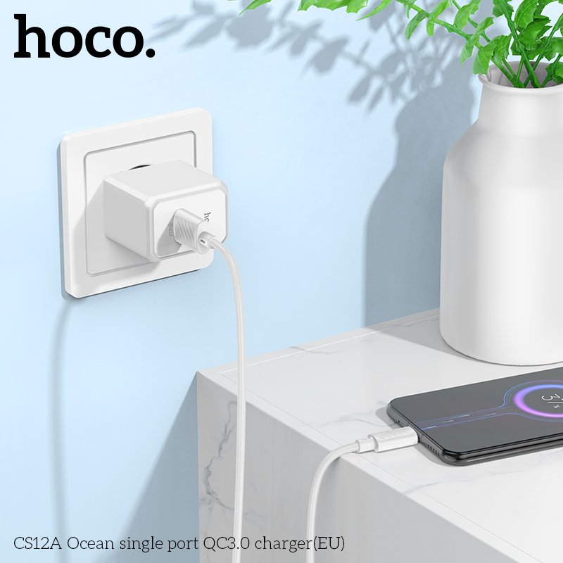 Cốc Sạc Nhanh Dành Cho Hoco Qc3.0 18W CS12A 1 Cổng USB Hàng Chính Hãng