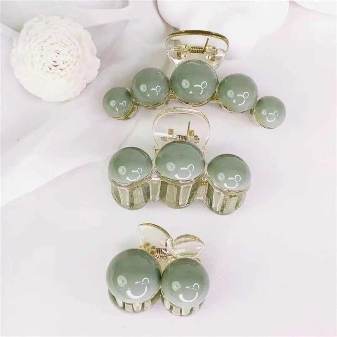 Kẹp cặp tóc càng cua hàn quốc đính ngọc trai phong cách tiểu thư cute xinh dễ thuong cho nữ màu xanh ngọc