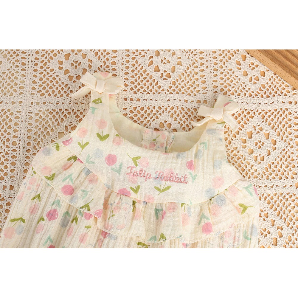 Set Body 2 Dây Kèm Nón Hoa Tulip Cho Bé Gái Sơ Sinh 1 2 Tuổi Từ 5-13kg Dành Cho Bé Gái
