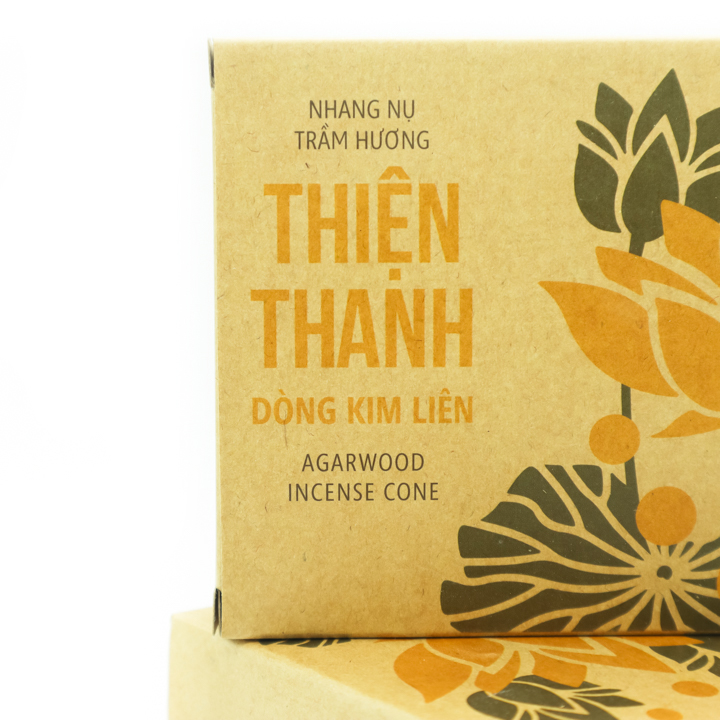 Nhang Trầm Nụ Kim Liên I 30 gram - 16 viên I Trầm Hương Thiện Thanh I Bao bì thân thiện với môi trường I Không tẩm hóa chất độc hại