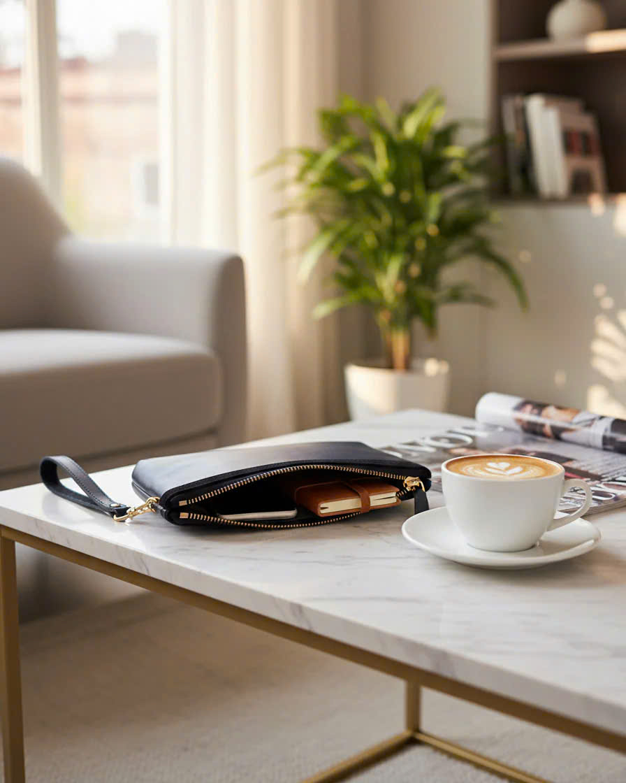 Ví Cấm Tay Da Bò Ý, Ví Cầm Tay Đa Năng Clutch thời trang thiết kế Hity ACC001