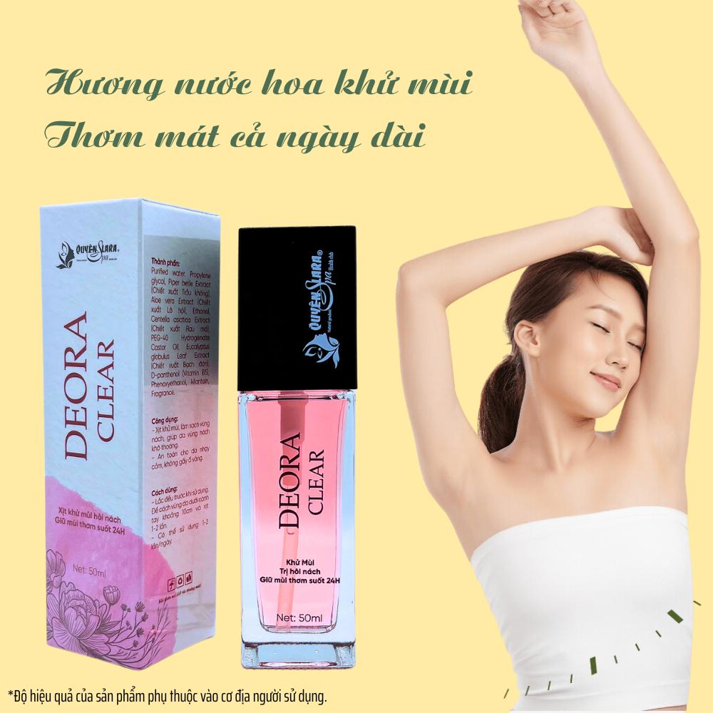 COMBO 5 Lọ Xịt Khử Mùi DEORA CLEAR Quyên Lara 50ml, Khử Mùi Hôi Nách, Ngăn Tiết Mồ Hôi