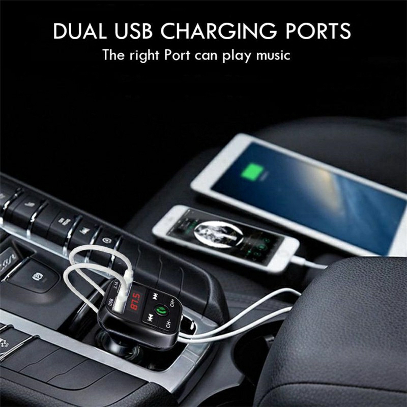 Tẩu Nghe Nhạc Bluetooth Trên Xe Ô Tô V5 Kèm Cổng Sạc USB