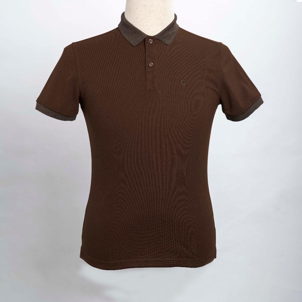 Áo nam polo màu nâu dáng đẹp cá sấu Cotton trơn ngắn tay thể thao cao cấp có cổ GIFASHION MPR30421