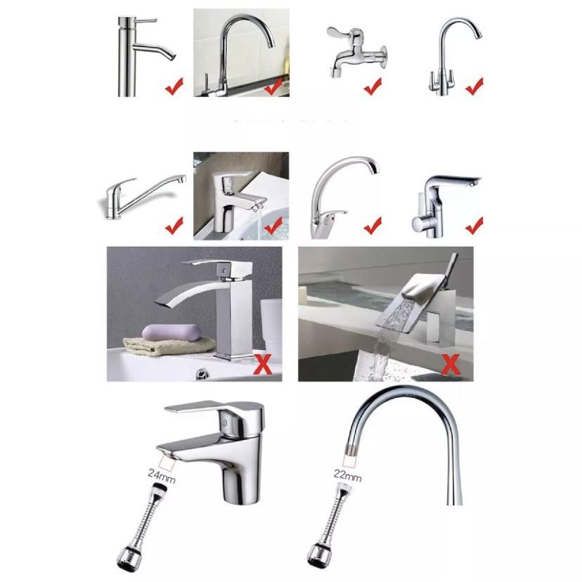 Đầu vòi xịt nước tăng áp Turbo Flex xoay 360 độ thiết kế dạng vòi sen điều chỉnh dòng nước.