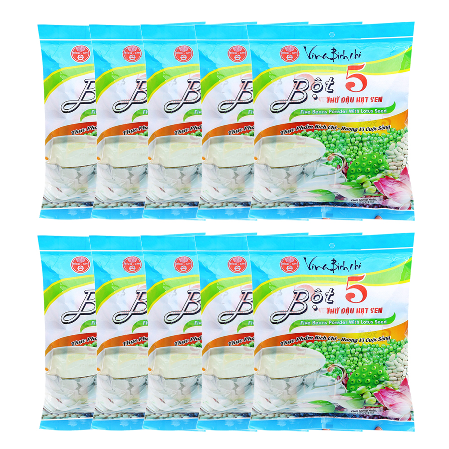 Thùng 10 Gói Bột 5 Thứ Đậu Hạt Sen Bích Chi (35g x 10Túi /Gói)