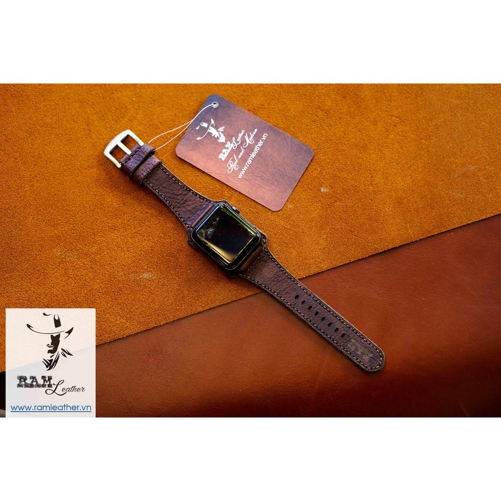 Dây đồng hồ da bò thật bundstrap apple watch bx cao cấp-chính hãng RAM leather