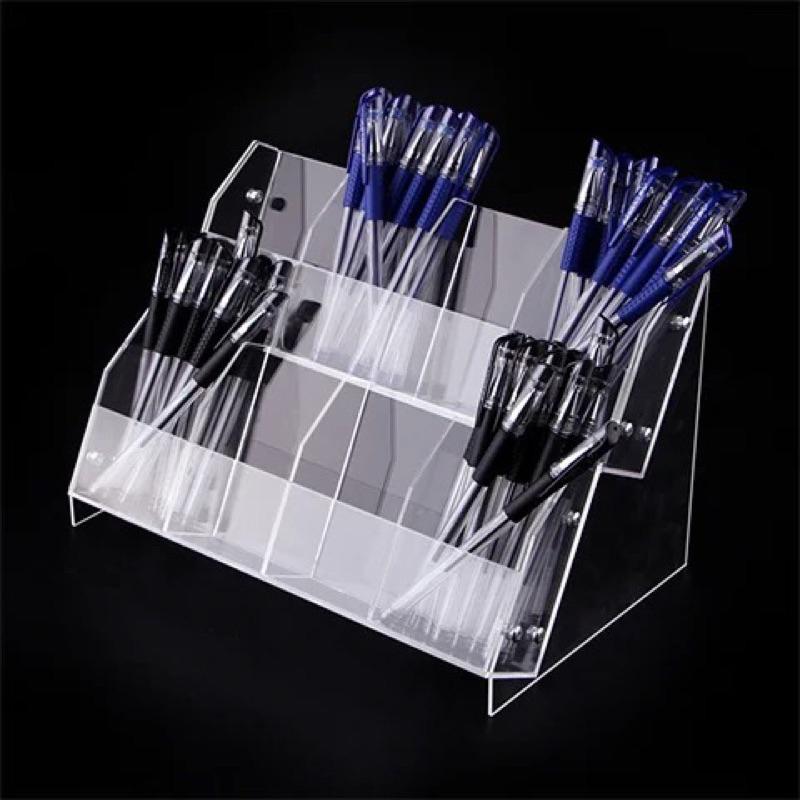 Kệ mica trưng bày bút viết, văn phòng phẩm, nhiều kích thước, thiết kế theo yêu cầu - 2 Tầng 8 ngăn