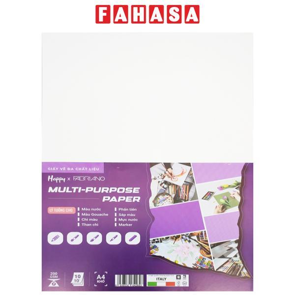 Bộ 10 Tờ Giấy Vẽ Đa Chất Liệu A4 200gsm Multi-Purpose Paper - Happy HA-MIX-A4-200G