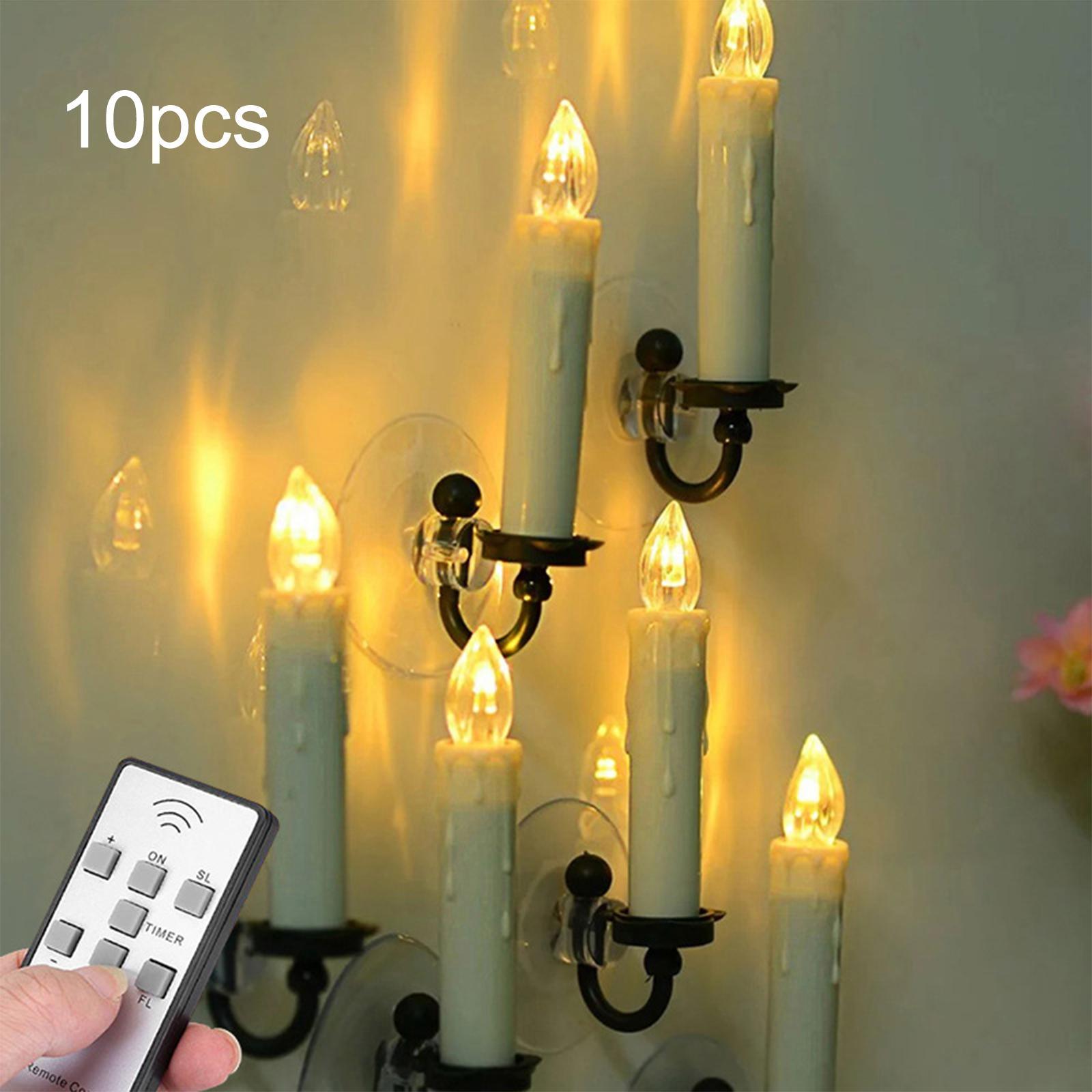 10 Pieces LED Candles Battery Operated Candle Lights for Window Ground Party